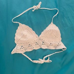 Bikini white crochet top cover up